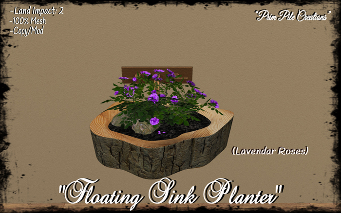 ~PPC~ Floating Sink Planter (Lavender Roses)  