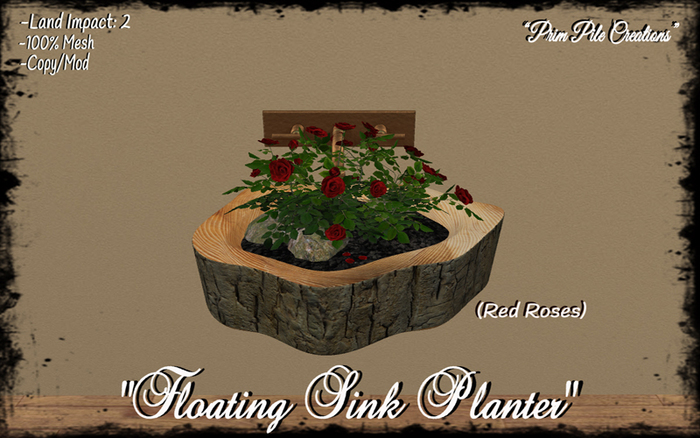 ~PPC~ Floating Sink Planter (Red Roses)  