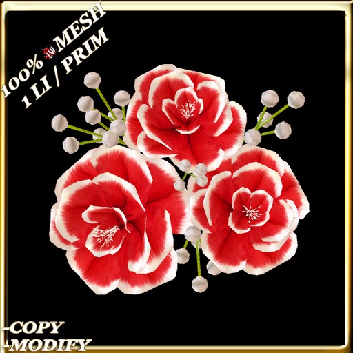 LW_ 3 Roses Hair Flower - R  2