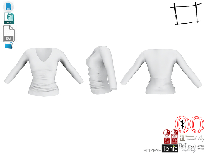 Dae Obj FBX Women's Wide V-neck Top Slink, Belleza, Maitreya, Tonic, Ocacin Standard