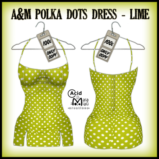 .:A&M:. Polka Dots - Mini Dress - Lime