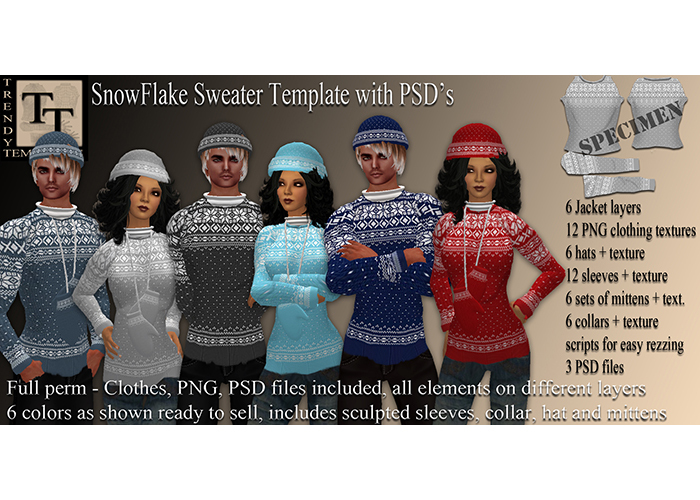 .:TT:. SnowFlake Sweater Template and PSD files
