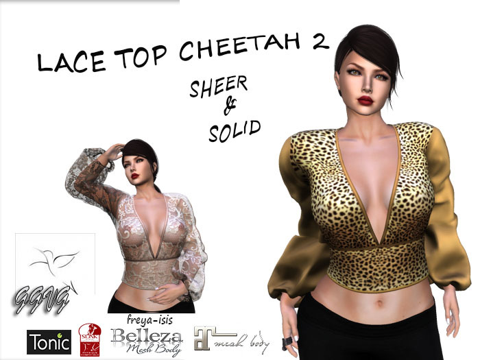 CHEETAH TOP 2 & SHEER LACE TOP TAN