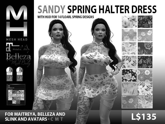 Mesh Head - Sandy Spring Halter Dress - DEMO VERSION