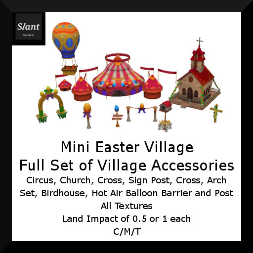 Second Life Marketplace Full Perm Miniature Easter Village Full Set of Village Accessories