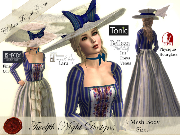 Chelsea Royal Blue Striped Gown