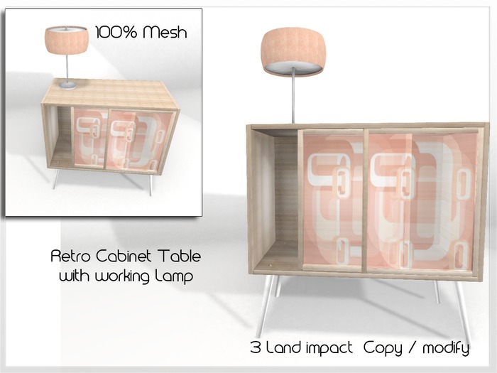 Retro Cabinet table with Working Lamp