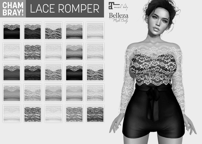 !Chambray DEMO Lace Romper