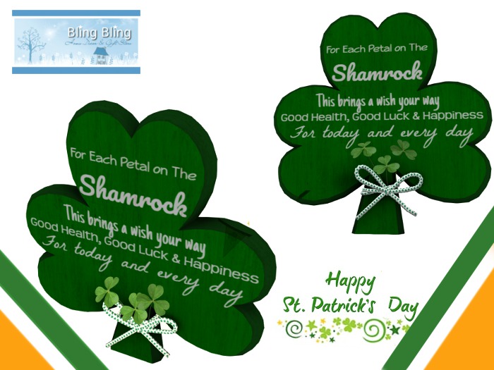  Wood Shamrock Sign Decor in  3 sizes *Bing Bling*