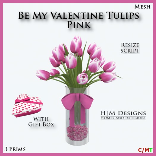 Be My Valentine Tulips - Pink Gift Box