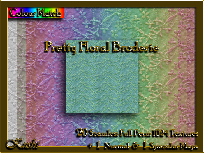 !Kushi! PrettyFloralBroderie Textures -WearToUnpack