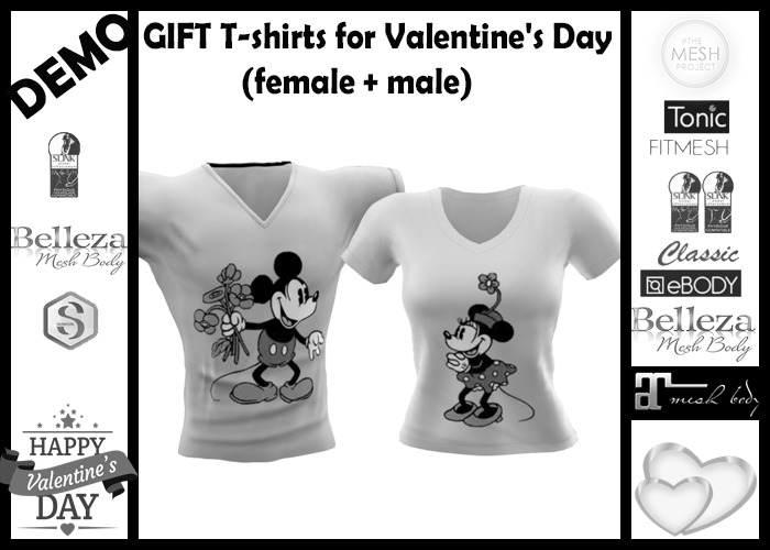 GIFT !!!  T-shirts for Valentine's Day (female + male) demo