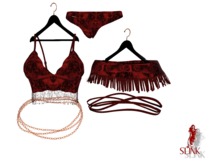 SKIRT SET BEADED RED - Slink