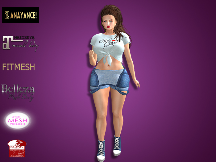 Anayance! Rolled Down Shorts Denim