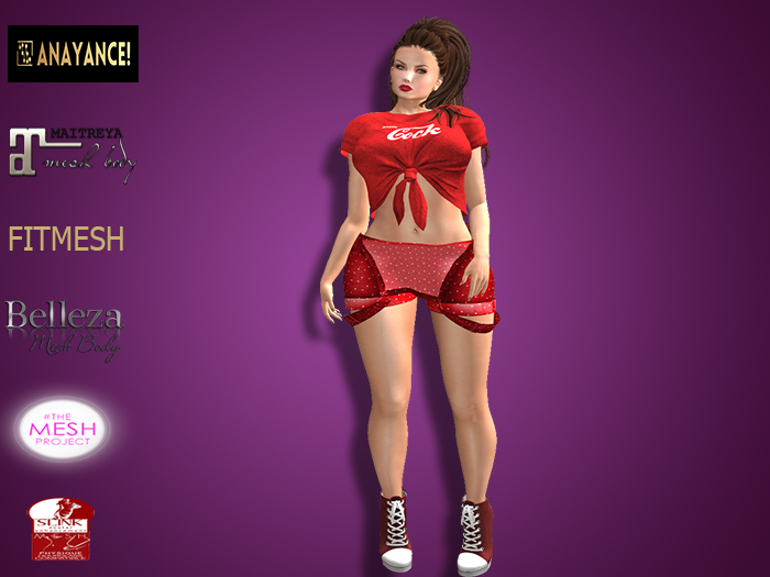 Anayance! Rolled Down Shorts Red Pattern