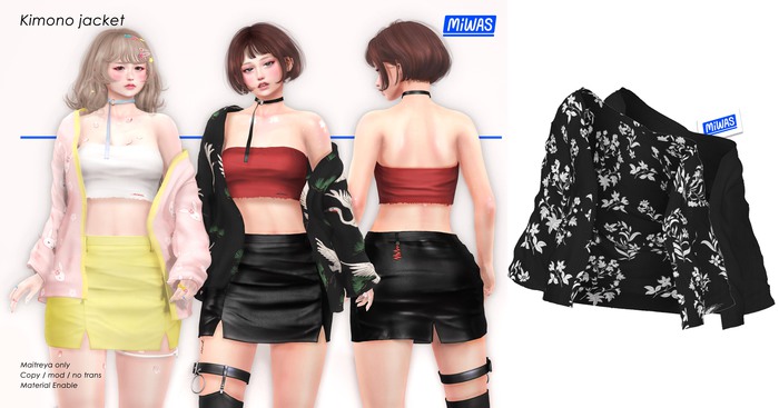 MIWAS / Kimono Jacket #Flower Black