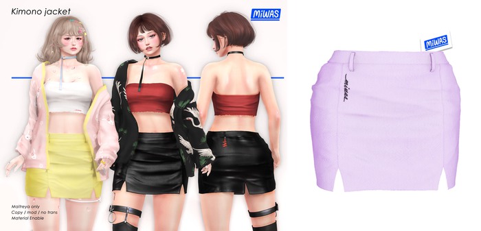 MIWAS / Embroidered mini skirt "Cloth" #Purple