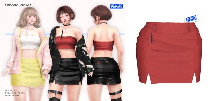 MIWAS / Embroidered mini skirt "Cloth" #Red