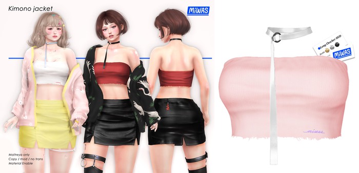 MIWAS / Distressed tube top "Cloth" #Pink