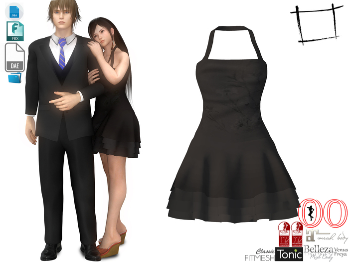 Dae Obj FBX Women's Little Black Dress Slink, Belleza, Maitreya, Ocacin Standard, Tonic, Voluptuous