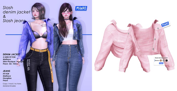MIWAS / Slash denim jacket #Pink