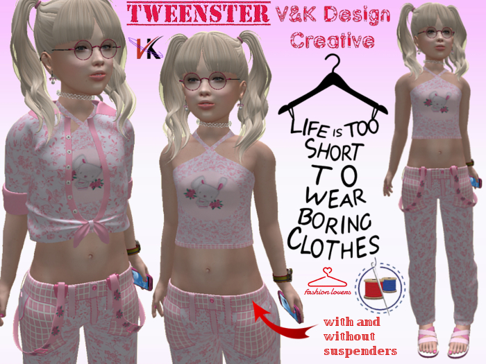 V&K Design Tweenster Sina Complete Pink Rabbit Outfit
