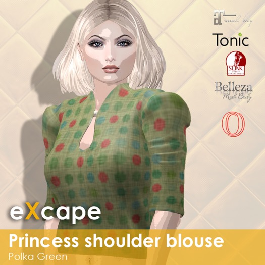 DB eXcape Princess Shoulder Blouse Polka green