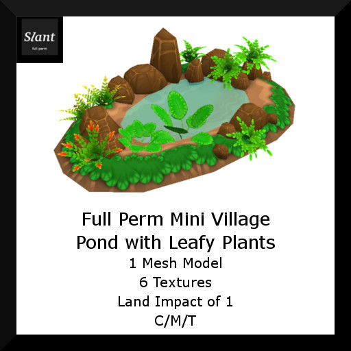 Mini Village Pond with Leafy Plants