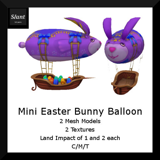 Second Life Marketplace Full Perm Miniature Easter Village Bunny Balloon