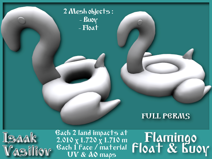 Flamingo float & buoy - 2 LI each - 2 FULL PERMS Meshes