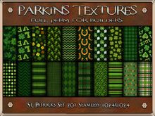Parkins Textures - St Patricks Set - 20x Full Perm Seamless 1024 - Fabric, Clothing, Cloth, Paddy, Irish, Shamrock