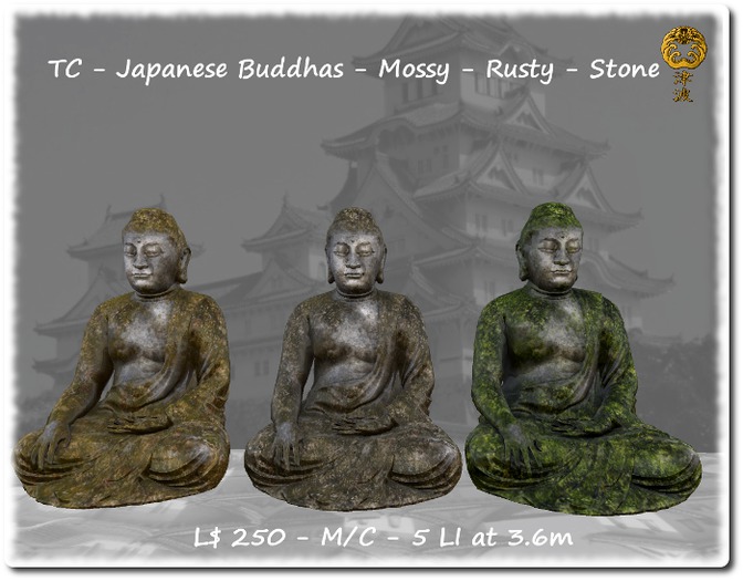 TC - Japanese Buddhas - Mossy - Rusty - Stone