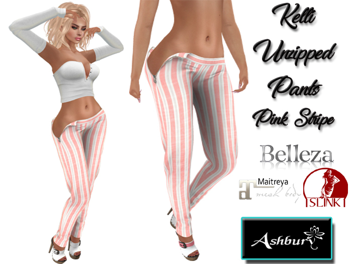 ASHBURY] KELLI UNZIPPED PANTS-PINK STRIPES