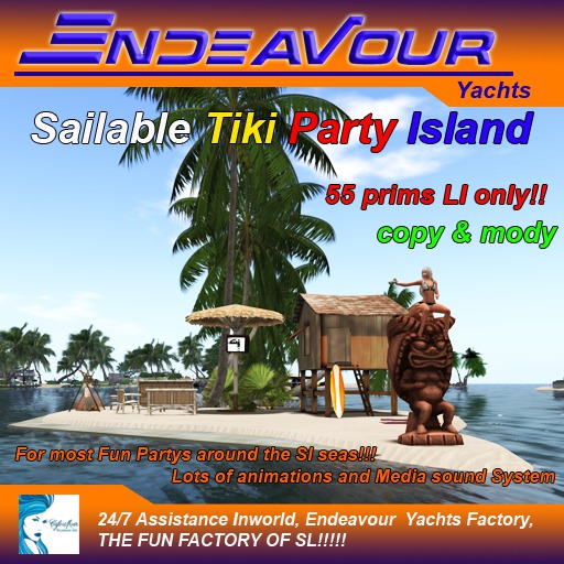 Second Life Marketplace Eendeavour tiki party islad delivery