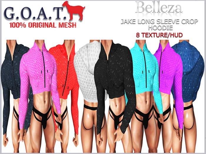G.O.A.T. BELLEZA JAKE LONG SLEEVE CROP  HOODIE 8 TEXT/HUD DEMO