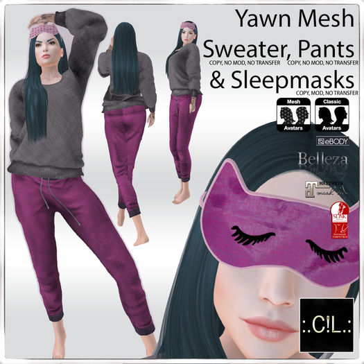 :.C!L.: Yawn Mesh Pyjama's and Sleep Mask Set