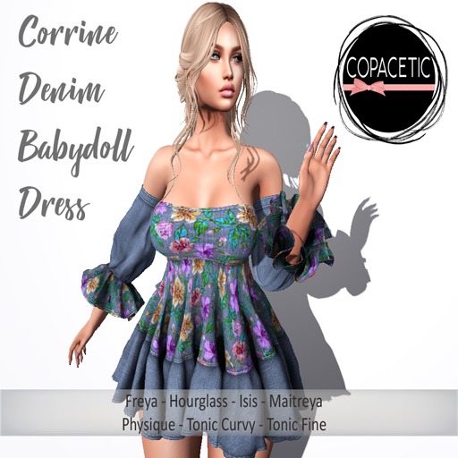 - Copacetic - Corrine Denim Babydoll Dress - Design 1 (Boxed)