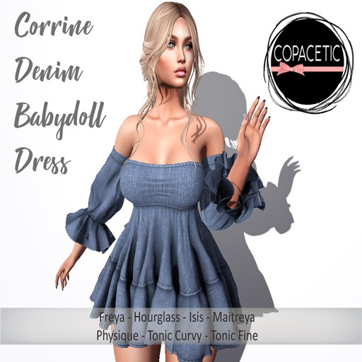 - Copacetic - Corrine Denim Babydoll Dress - Design 4 (Boxed)