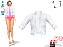 Dae Obj FBX  Crop White Blue Hue Standing Collar Leather Sport Casual Jacket Slink, Maitreya, Belleza