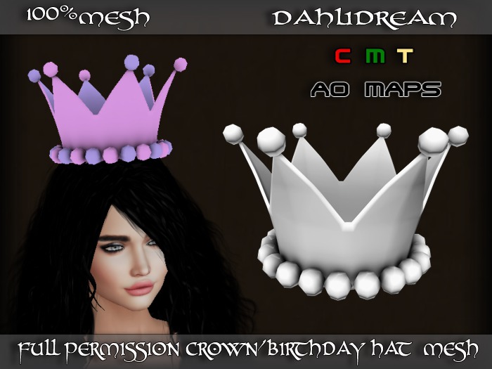 DD_Full_Permission_Crown/birthday Hat Mesh Set
