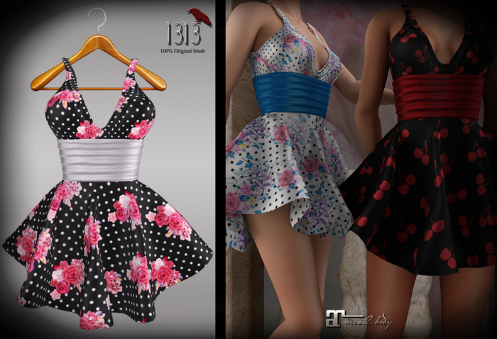 (*<*) 1313 Belle Dress - Rockabilly Roses