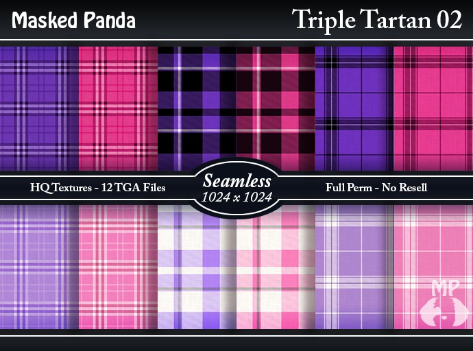 Masked Panda - Triple Tartan 02 Seamless Textures - Full Perm