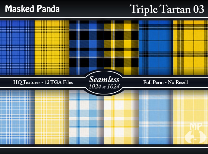 Masked Panda - Triple Tartan 03 Seamless Textures - Full Perm