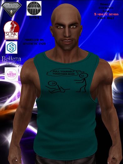 Fitted Teal StcikMen Tank DEMOS