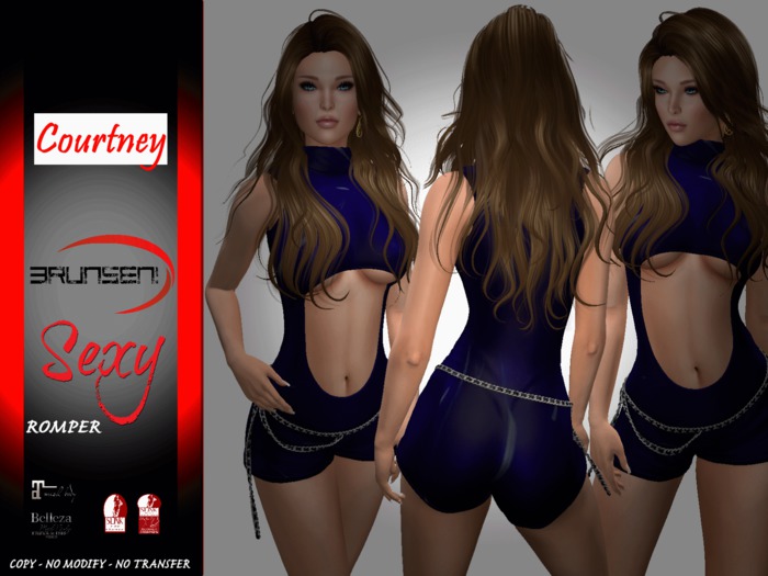 Brunsen! Courtney Sexy Romper Latex Blue
