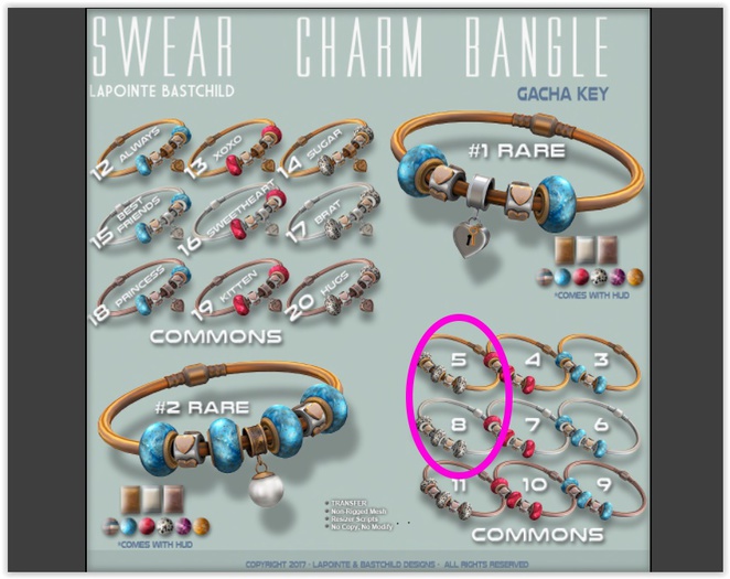 5.&8.L&B Swear Charm Bangle - TriBead Gold&Silver Set