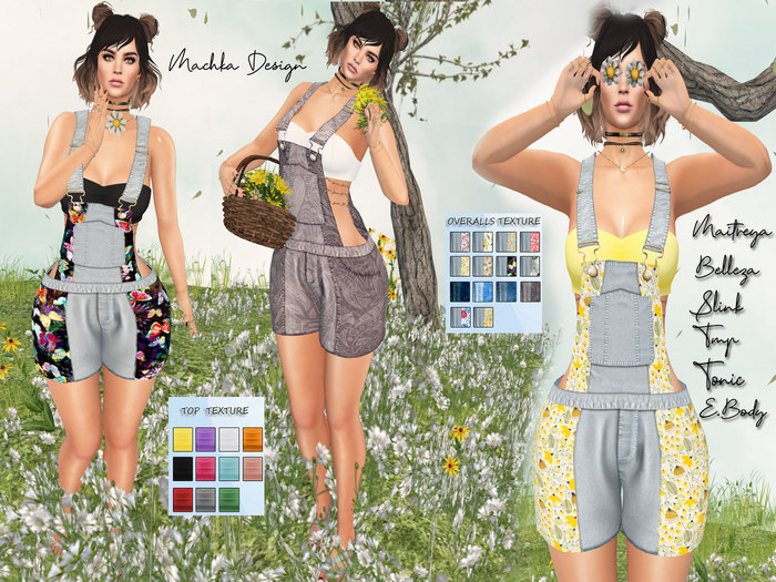~ϻ:Heather Top and Overalls Short Texture Hud