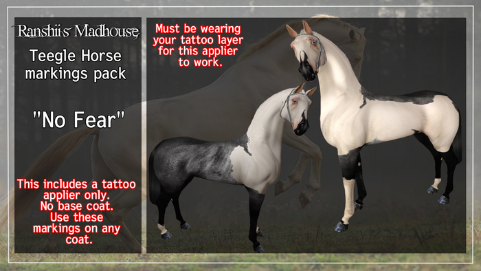 *RMH* Teegle Horse markings layer "No Fear" - Boxed