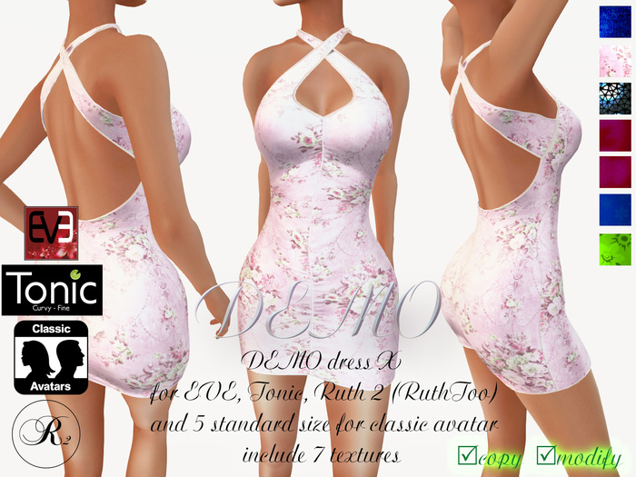 Dress X DEMO EVE, Tonic, Ruth 2 (RuthToo) and standard avatar