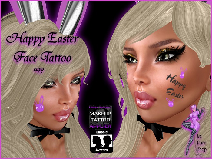 Happy Easter Face Tattoo